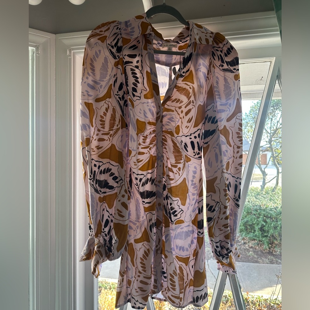 FOR LOVE AND LEMONS BUTTERFLY PRINT BUTTON UP MINI DRESS